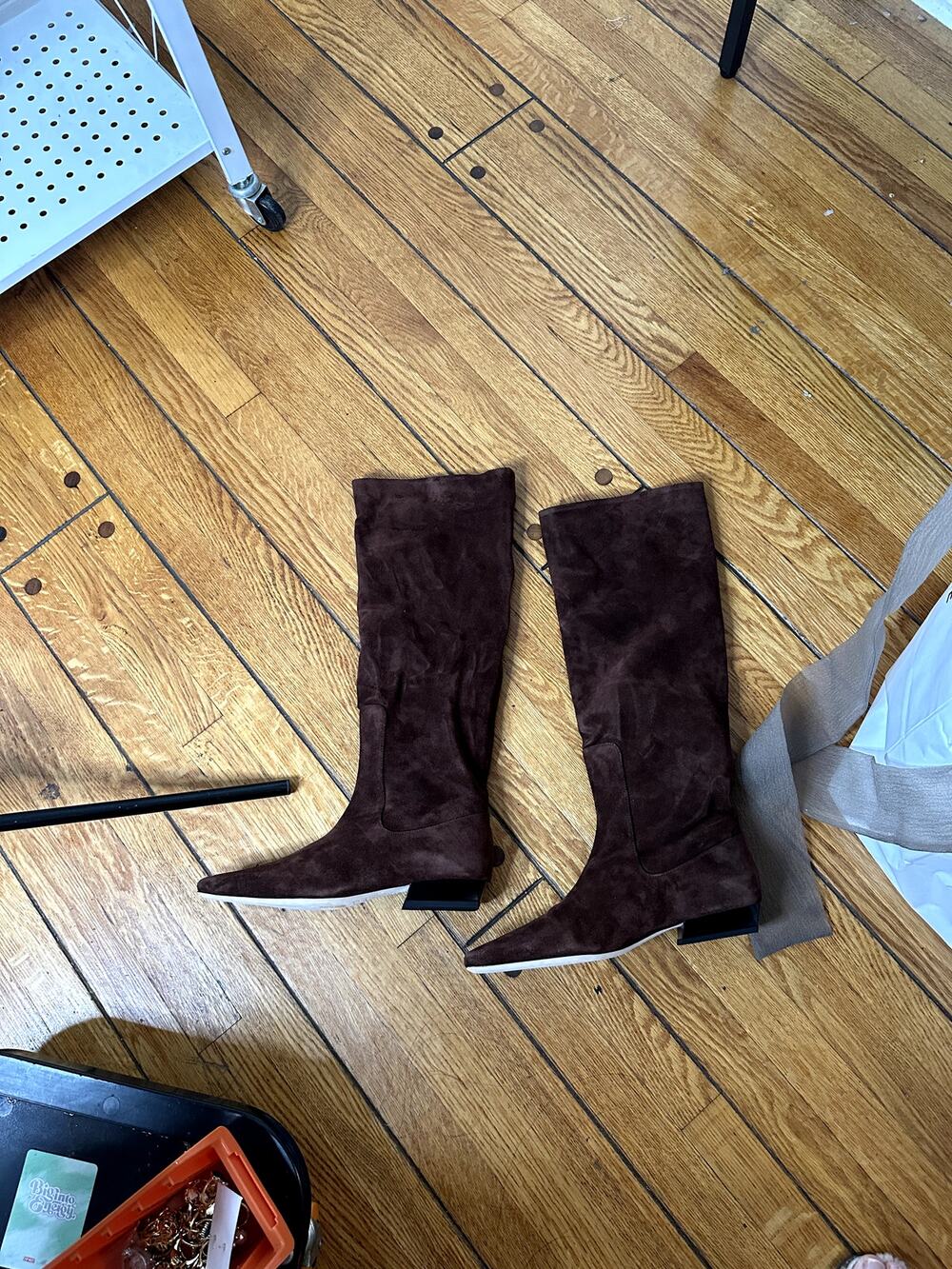STAUD Wally flat knee high boots in Mahogany 38